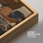 SIGNFORD Framed Canvas Print Wall Art Set Earthy Tones Abstract Layers Modern Brown and Blue Color Block Illustrations Modern Art Decorative for Living Room, Bedroom, Office - 24"x36"x2 Natural