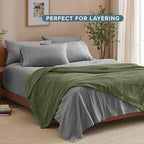 Bare Home Fleece Blanket - Throw/Travel - Ultra-Soft Lightweight for Bed, Sofa, and Couch - Luxury Microplush - Cozy Warm Blanket (Throw/Travel, Cypress)