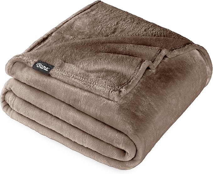 Bare Home Fleece Blanket - Twin/Twin Extra Long - Ultra-Soft Lightweight for Bed, Sofa, and Couch - Luxury Microplush - Cozy Warm Blanket (Twin/Twin XL, Taupe)