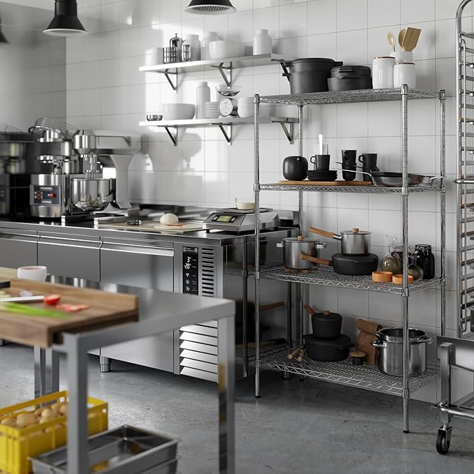 18" Deep x 36" Wide x 64" Height Wire Shelving Kit | 4-Tier | NSF Commercial Storage Rack Unit