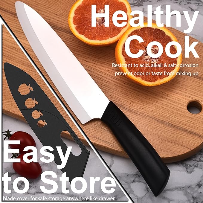 Ceramic Knife - 6 inch Chef's Knife - Light, Precise, Sharp Ceramic Kitchen Knife with Sheath Cover