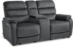 MCombo Zero Wall Recliner Loveseat with Console, Power Recliner Loveseat with Adjustable Headrest, USB A & C Charge Ports, Cup Holders, for Living Room, RVs, Small Spaces (Fabric, ST258M2, Dark Grey)