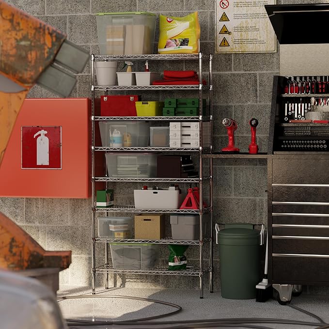 14" Deep x 36" Wide x 74" Height Wire Shelving Kit | 8-Tier | NSF Commercial Storage Rack Unit