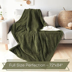 Electric Heated Blanket Twin Size 62"x84" - Microplush & Sherpa Fabric Dual-Sided, 6 Heat Settings & 1-10 Hours Auto Off , Cozy Warming Throw for Home, Office, or Bed, Machine Washable, Olive Green