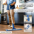 Microfiber Wholesale 24" Microfiber Mop System - Clean & Dust Hardwood, Laminate, & Tile Floors, Reusable Mop Heads, Adjustable Handle, Washable Micro Fiber Wet & Dry Pads, Industrial & Commercial