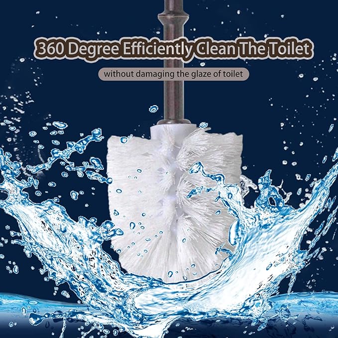 Toilet Brush Holder Set for Bathroom Super Cute Bear Base Solidly Toilet Bowl Brush and Holder Flexible and Durable Style Stylish Toilet Cleaner Brush Saving Storage Space Toilet Brushes for Bathroom