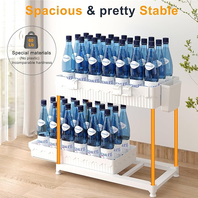 3 Pack Under Sink Organizers, 2-Tier Multi-Use Kitchen and Bathroom Organizers and Storage with Sliding Drawers，Bathroom Cabinet Organizer (White, 12.8 Inch)