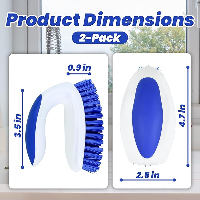 PHYEX 2 Pack Scrub Brushes, Cleaning Brush with Stiff Bristles, Handheld Scrubber for Bathroom, Shower, Tile, Carpet, Bathtub & Floor