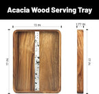 Acacia Wood Serving Tray with Handles, 17’’x13’’ Rectangular Decorative Ottoman Tray for Living Room, Coffee Table Tray for Decor, Breakfast in Bed