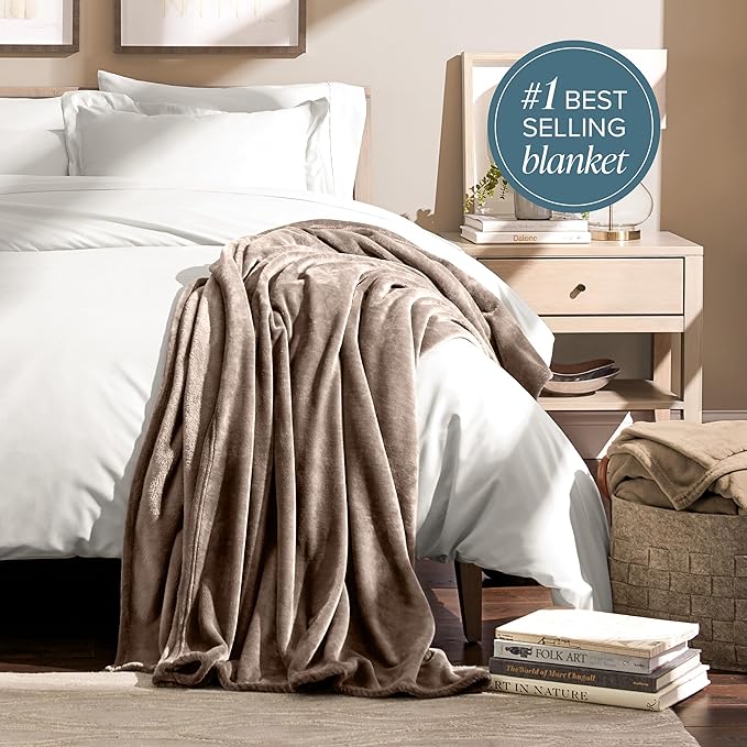 Bare Home Fleece Blanket - Twin/Twin Extra Long - Ultra-Soft Lightweight for Bed, Sofa, and Couch - Luxury Microplush - Cozy Warm Blanket (Twin/Twin XL, Taupe)