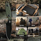 Kizer Muskrat Fixed Blade Knife, 3.15 In D2 Neck Knife Argyle Pattern G10 Handle Fixed Blade EDC Knives for Men Women, Outdoor Hunting Hiking Survival Camping Knives 1064A1