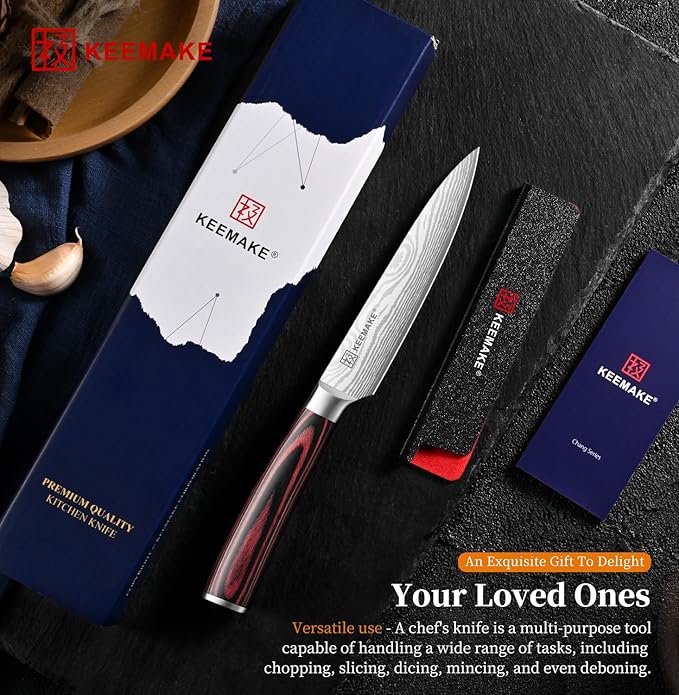 KEEMAKE Kitchen Utility Knife, 5 Inch Paring Knife, Ultra Sharp High Carbon Stainless Steel, Tomato Knife for Fruit and Vegetable Cutting with Ergonomic Handle, Chef Knife for Kitchen