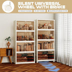 220 QT Large Collapsible Plastic Storage Bins, 4 Tier Stackable Storage Bins for Closet Bedroom, Large Plastic Containers with Wheels, Storage Cabinet with Magnetic Doors, White (220QT-4Tier)