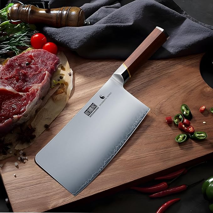 HOSHANHO Cleaver Knife 7 Inch, Razor Sharp Japanese High Carbon Steel Meat Cleaver, Professional Kitchen Chopping Butcher Knife for Meat Vegetable Cutting