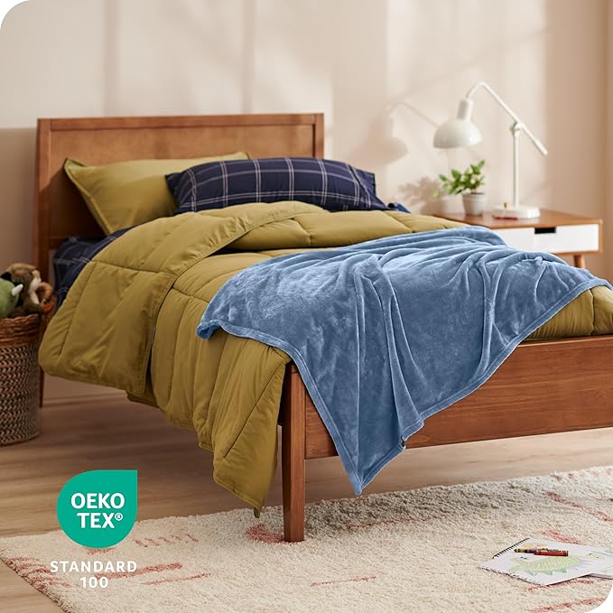 Bare Home Fleece Blanket - Kid Size - Ultra-Soft Lightweight for Bed, Sofa, and Couch - Luxury Microplush - Cozy Warm Blanket (Kid, Coronet Blue)
