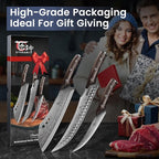 Butcher Knife Set, 3 PCS Kitchen Knives Set for Cutting, Meat Cleaver Chef Knife Set, Japanese Style High Carbon Steel Knives Set, Chopping & Slicing & Boning for Home and BBQ, Gift for Men