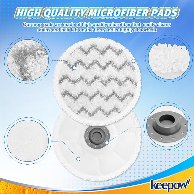 KEEPOW Rotating Mop Pads Compatible with Bissell SpinWave SmartSteam Scrubbing Steam Mop 3897A 3712C 3712W, Spinwave Replacement Mop Scrubby Pads (2 Pack)
