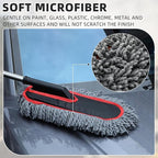 Tanlade 2 Pack Microfiber Car Duster Exterior Scratch Free with Extendable Handle Soft Car Duster Kit for Cleaning Dust Brush Set for Exterior Interior Cleaning Tools (Red Edge Gray)