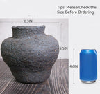 Rustic Pottery Ceramic Vase - Vintage Farmhouse Style Decor, White Grid Ceramic Vases for Home Decor, Modern Farmhouse Decor (black1)