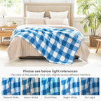 Cozy Bliss Luxury Sherpa Throw Blanket for Couch, Premium Reversible Buffalo Plaid Thick Throw, Warm Cozy Soft Blanket for Home and Gifts (Light Blue, 50" x 60")