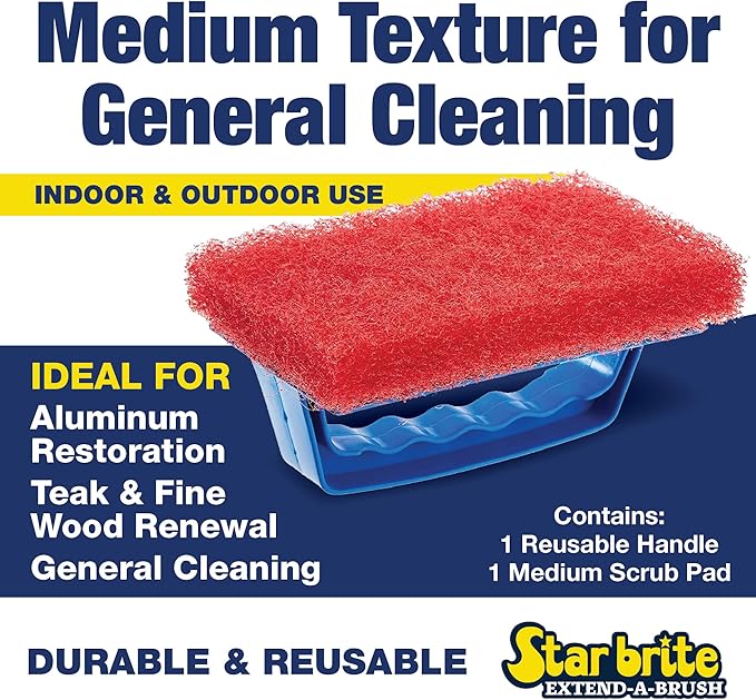 STAR BRITE Scrub Pad with Handle (Medium) (Red) (040130)