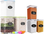 Chef's Path Large Airtight Food Storage Containers with Lids, Pack of 6, 3pcs 6.5L and 3pcs 5.2L, Kitchen and Pantry Canisters for Sugar, Flour, and Baking Supplies - Transparent