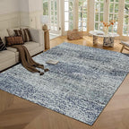 RUGSURE Washable Area Rug - 1/6 Thick - Stain & Water Resistant Non-Slip - Resistant Rug for Living Room, Bedroom, Nursery, Pet & Child Friendly, Vintage Charm Area Rugs (Grey+LightTeal, 6' x 9')
