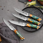 WILDMOK Steak Knives, 5 inch Non Serrated Steak Knife Set of 4, Japanese Damascus VG10 Steel Steak Knives,Premium Steak Knives Set with Gift Box