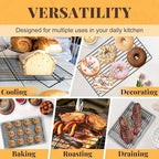 Cooling Racks for Cooking and Baking - 3 Tier Stackable Grid Wire Baking Rack for Oven Cooking, Baking, Grilling, Roasting -Dishwasher Safe Bacon Rack