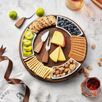 Shanik Acacia Wood Lazy Susan Cheese Board Set – Rotating Charcuterie Platter, Elegant Serving Tray for Appetizers, Snacks, Parties & Weddings