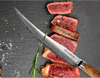 YOUSUNLONG Slicing & Carving Knife -10''(25.4cm) - Damascus Steel - Japanese Hammered Super Steel - Razor Sharp - Italian Olive wood Handle With Leather Sheath -Ham Slicer- Slicing Cleaver