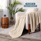 Bare Home Polar Fleece Blanket - Throw - Sand - Warm & Cozy - Premium Fleece - Blanket for Bed, Sofa, Camping, Travel and Cold Nights - Lightweight (Throw, Sand)