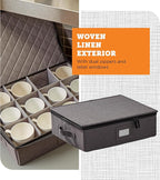 storageLAB Cup and Mug Storage Containers, Hard Shell Storage Case with Felt Dividers for Cups, Mugs, Dishes, and Glasses, Ideal for Kitchen Organizing and Moving Supplies - 1 Pack, Gray