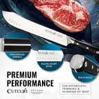 Cutluxe Butcher Knife – 10″ Bullnose Carving Knife, Forged High Carbon German Steel – Full Tang & Razor Sharp – Ergonomic Handle Design – Artisan Series