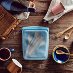 Stasher Premium Silicone Reusable Food Storage Half Gallon Bag, Blue, Microwave, Sous Vide, Dishwasher, Oven and Freezer Safe, BPA Free, Leak-free, Eco-friendly, 64 Oz