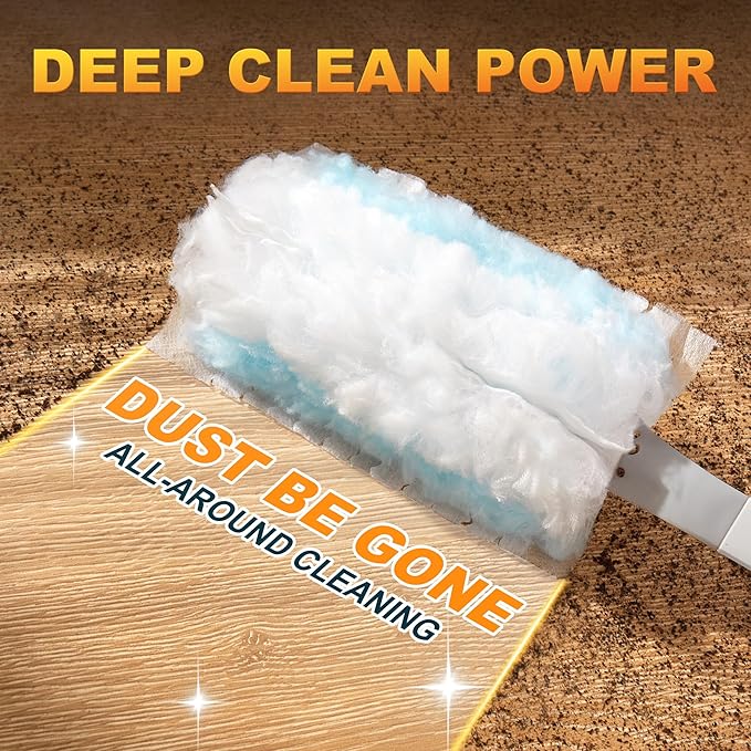 JOYMOOP Disposable Duster for Cleaning, with 1 Handles & 24 Ct Yellow Heavy Duty Refills for Swiffer Feather Duster, Household Cleaning Tool for Electronics, Dusting Furniture, Blinds