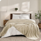 Bare Home Fleece Blanket - Giant Size - Ultra-Soft Lightweight for Bed, Sofa, and Couch - Luxury Microplush - Cozy Warm Blanket (Giant, Oyster)