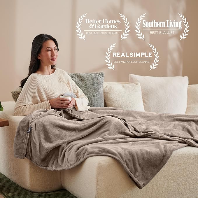 Bare Home Fleece Blanket - Twin/Twin Extra Long - Ultra-Soft Lightweight for Bed, Sofa, and Couch - Luxury Microplush - Cozy Warm Blanket (Twin/Twin XL, Taupe)