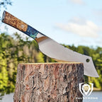 Dalstrong Chef & Cleaver Hybrid Knife - The 'Crixus' - 8 inch - Valhalla Series - 9CR18MOV HC Steel - Celestial Resin & Wood Handle - Razor Sharp Chef's Knife - w/Leather Sheath