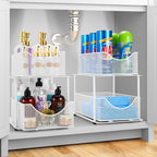 Sorbus 2 Sets of 2 Tier Metal Under Sink Organizer for Bathroom, Kitchen, Strong Steel Mesh Sliding Drawers for Under Sink, Under Cabinet, Closet, Kitchen, Pantry, Bathroom Organizers and Storage