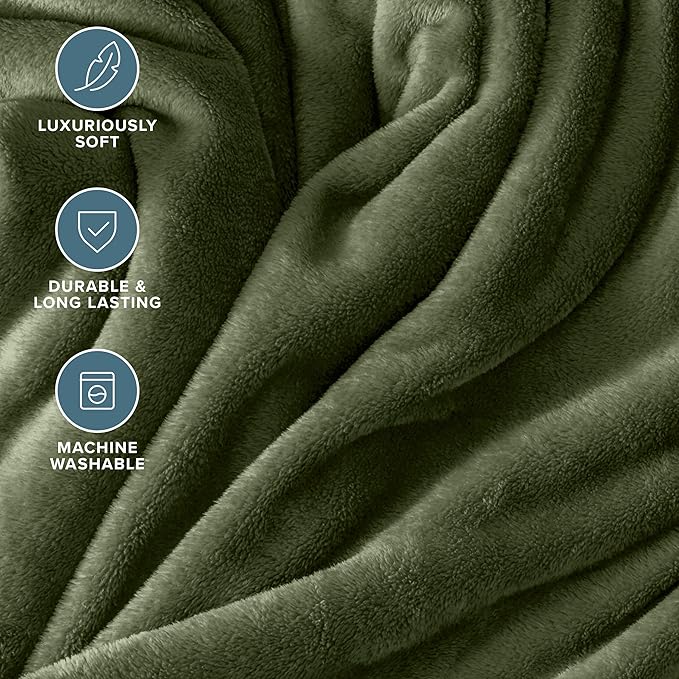 Bare Home Fleece Blanket - Throw/Travel - Ultra-Soft Lightweight for Bed, Sofa, and Couch - Luxury Microplush - Cozy Warm Blanket (Throw/Travel, Cypress)