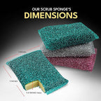 Dish Sponges for Kitchen (6 Pcs Pack) - Non Scratch Scrubbers for Cleaning Dishes - Reusable Dish Sponge Scrub Pads for Dishwashing & Washing - Household Scrubber Supplies & Tool for Pots, Pans, Sink