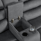 MCombo Zero Wall Recliner Loveseat with Console, Power Recliner Loveseat with Adjustable Headrest, USB A & C Charge Ports, Cup Holders, for Living Room, RVs, Small Spaces (Fabric, ST258M2, Dark Grey)