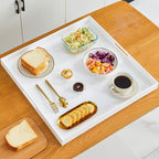 Oversize Extra Large King Size Bed Tray for eating Big Glossy White Acrylic Serving Tray with Handles 24x24 Inch -Spill Proof- Decorative Countertop Organizer for Ottoman,Bed,Party, Butler Tray