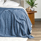 Bare Home Polar Fleece Blanket - Full/Queen - Heathered Dark Blue - Warm & Cozy - Premium Fleece - Throw for Bed, Camping, and Travel - Lightweight (Full/Queen, Heathered Dark Blue)