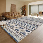 RUGSURE Washable Area Rugs 3' x 5 ' - 1/6 Thick - Moroccan-Inspired -Stain & Water Resistant Non-Slip - Resistant Rug for Living Room, Bedroom, Nursery, Pet & Child Friendly (Blue and Brown)