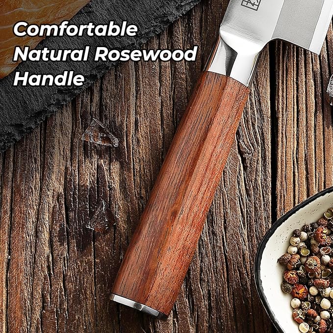 KEEMAKE Deba Knife 6.5 inches, Chef Knife Single Bevel High Carbon Stainless Steel 1.4116 Japanese Style Kitchen Knife for Fish and Meat with Rosewood Handle Chopping Knife with Gift Box