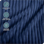 Bare Home Textured Fleece Blanket - Throw/Travel - Ultra-Soft Lightweight for Bed, Sofa, and Couch - Luxury Microplush - Cozy Warm Blanket (Throw/Travel, Ribbed Dark Blue)