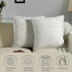 Ridhi Modern Farmhouse Pillow Covers Decorative Cotton Throw Pillow Covers Set of 2 Taupe Cushion Covers with Piping for Couch Sofa Bed Living Room Spring Home Decor 18x18