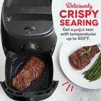DASH Tasti-Crisp™ Electric Air Fryer Oven, 2.6 Qt., Black – Compact Air Fryer for Healthier Food in Minutes, Ideal for Small Spaces - Auto Shut Off, Analog, 1000-Watt